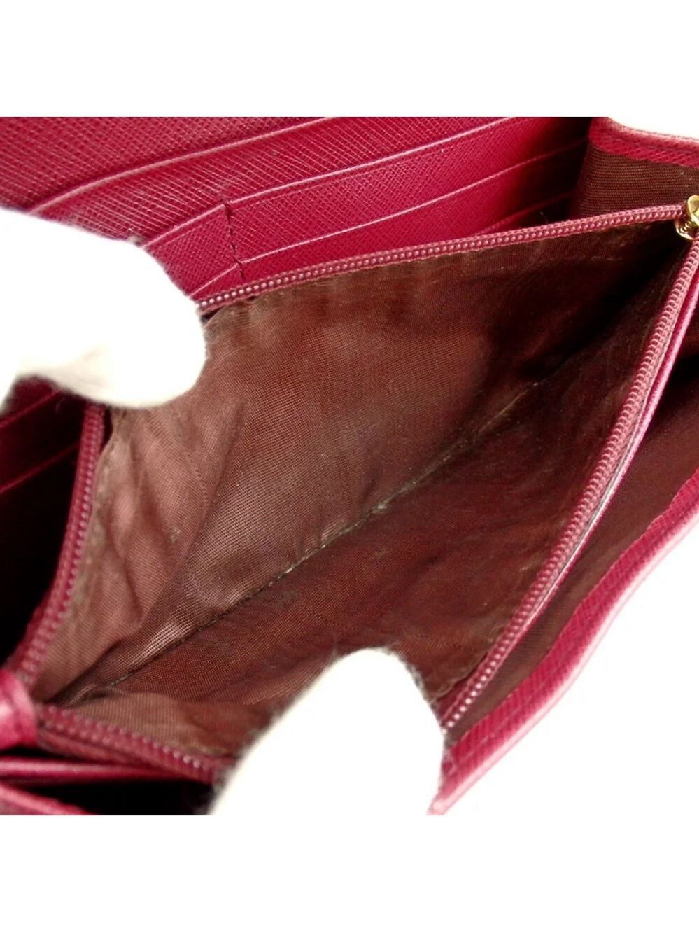 Authentic Salvatore Ferragamo Giancini Dark Pink/Red Leather Wallet Clutch - Picture 8 of 10